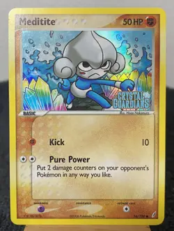 Meditite Reverse Holo 56/100 Crystal Guardians Pokemon TCG LP - Image 1