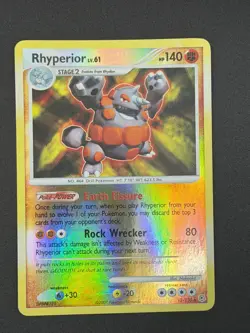 Pokemon Rhyperior Reverse Holo Holo Rare Diamond and Pearl 12/130 NM - Image 1