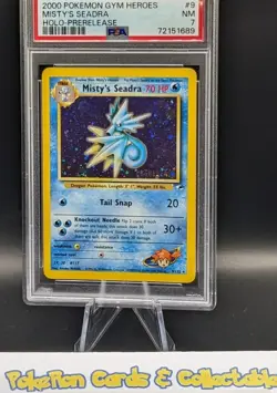 2000 Pokemon - Gym Heroes - Misty's Seadra - Holo - Prerelease - PSA 7 - Image 1