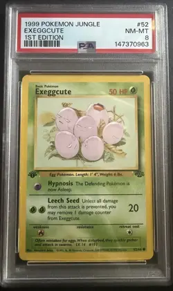 1999 Pokemon Jungle Exeggcute 1st Edition #52 PSA 8 NM-MT - Image 4