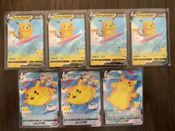 Pokemon TCG Celebrations Pikachu Promo Holo Lot of 7 Surfing/Flying VMAX - Image 1