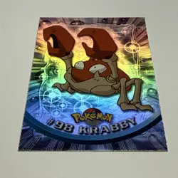 Pokemon Topps Krabby #98 TV Animation Rainbow Foil Blue Logo LP - Image 1