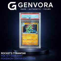 Rocket's Tyranitar PSA 10 GEM MINT Pokemon Center Exclusive #096 Destined Rivals - Image 1