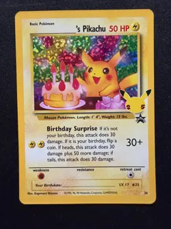 2021 POKEMON Birthday Pikachu Celebrations 24 Holo NM - Image 1