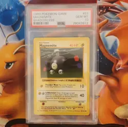 WOTC Pokemon PSA 10 1999 Base Set Shadowless Magnemite 53/102 English Regular - Image 1