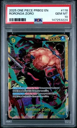One Piece PRB02 Roronoa Zoro SEC OP06-118 PSA 10 GEM MT - Image 1