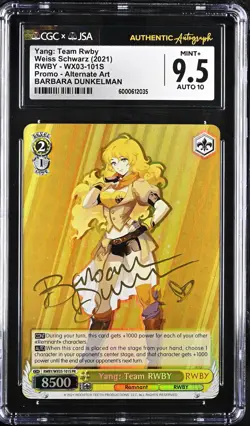 Weiss Schwarz CGC 9.5 Yang (Alt Art) RWBY/WX03-101S PR signed Barbara Dunkelman - Image 1
