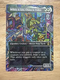 MTG Mikey & Leo, Chaos & Order Borderless Teenage Mutant Ninja Turtles. NM - Image 1