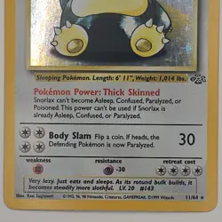 Wizards of the Coast Snorlax 11/64 Jungle Holo Rare Holo EN 1999 - Image 3