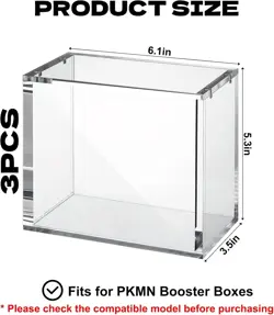 3PCS Pokemon Magnetic Booster Box Acrylic Case! Pokemon Card Protective Display - Image 2