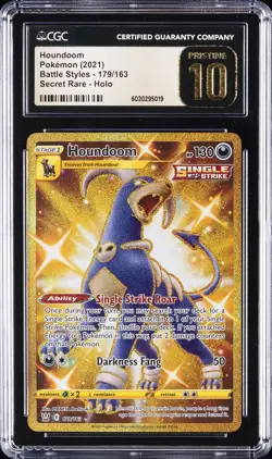 2021 POKEMON BATTLE STYLES SECRET RARE #179 HOUNDOOM CGC 10 PRISTINE - Image 1