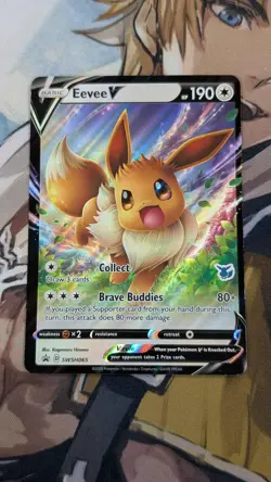 Eevee V SWSH065 Holo Promo Sword & Shield Battle Academy Stamp LP - Image 1