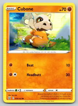 Cubone 069/163 Common Battle Styles Pokemon Near Mint - Image 1