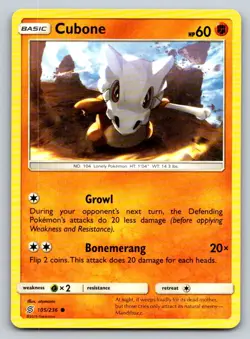 Cubone 105/236 Common Unified Minds Pokemon Near Mint - Image 1