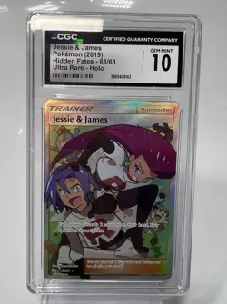 2019 POKEMON HIDDEN FATES ULTRA RARE HOLO #68 JESSIE & JAMES CGC 10 - Image 1