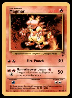 Magmar 51 130 UC Base Set 2 Pokemon MP - Image 1