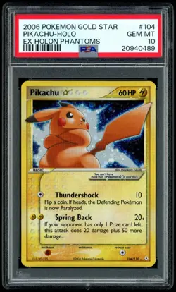 2006 Pokemon EX Holon Phantoms Holo #104 Gold Star Pikachu PSA 10 Pop 119 - Image 1
