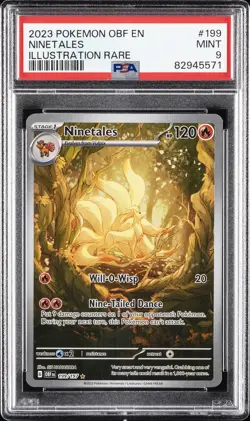 2023 POKEMON OBF EN-OBSIDIAN FLAMES ILLUSTRATION RARE #199 NINETALES PSA 9 - Image 1