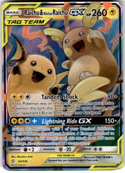 Raichu & Alolan Raichu GX 54/236 Unified Minds Pokemon HP/DMG Fast Ship - Image 1
