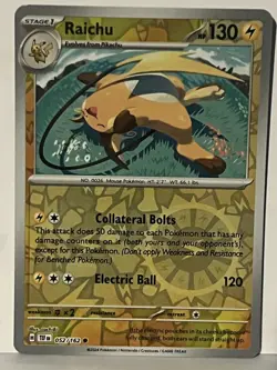 Raichu Reverse Holo 052/162 SV05: Temporal Forces NM Pokemon Fast Ship - Image 1
