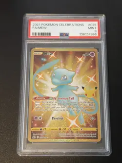2021 Pokemon Mew 025/025 Celebrations 25th Anniversary PSA 9 Mint Holo Rare - Image 1