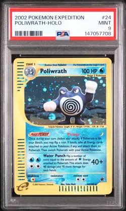 2002 POKEMON EXPEDITION #24 POLIWRATH-HOLO PSA 9 - Image 1