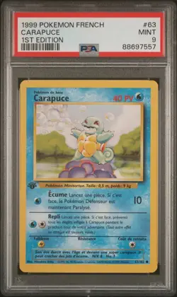 Carte Pokemon Carapuce 63/102 Set de base Edition 1 PSA 9 - Image 2