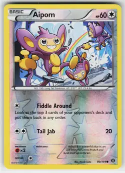 Aipom 90 Reverse Holo 114 C Steam Siege Pokemon Lightly Played - Image 1
