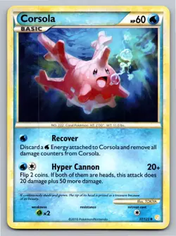 Corsola 37/123 Uncommon HeartGold & SoulSilver Pokemon Lightly Played - Image 1