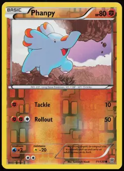Phanpy 71/135 Common Plasma Storm Pokemon Reverse Holo Moderately Played - Image 1