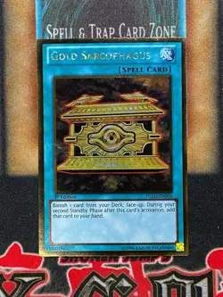 Yugioh Gold Sarcophagus PGLD-EN068 Gold Rare 1st Ed NM - Image 1