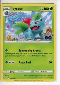 IVYSAUR POKEMON GO SET POKEMON CARD 002/078 NM/M - Image 1