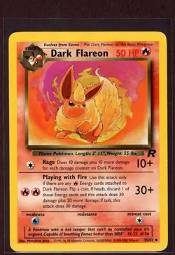 Dark Flareon Non-Holo WOTC Pokemon Card 35/82 Rocket Set PLAYED - Image 1
