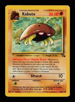 Kabuto 50/62 Common Fossil Pokemon Cards - Image 1