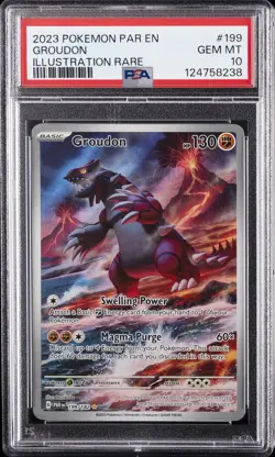 2023 POKEMON PAR EN-PARADOX RIFT ILLUSTRATION RARE #199 GROUDON PSA 10 - Image 1