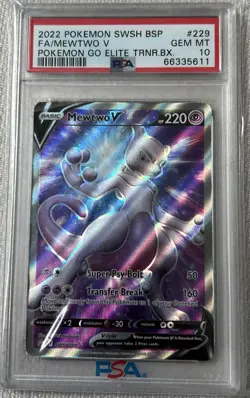 2022 POKEMON SWSH BSP FA/MEWTWO V POKEMON GO ELTITE TRNR.BX. #229 PSA 10 - Image 1