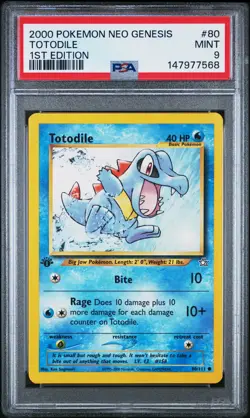 2000 POKEMON NEO GENESIS 1ST EDITION #80 TOTODILE PSA 9 - Image 1