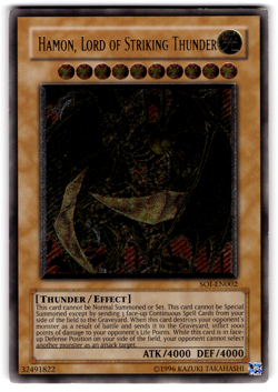YUGIOH HAMON, LORD OF STRIKING THUNDER ULTIMATE RARE LP SOI-EN002 - Image 1