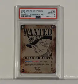 2025 ONE PIECE OP13-120 SABO WANTED ALTERNATE ART PSA 10 - Image 1
