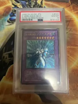 YuGiOh PSA 10 Elemental HERO Aqua Neos Ultimate Rare Japan Collector Card - Image 1