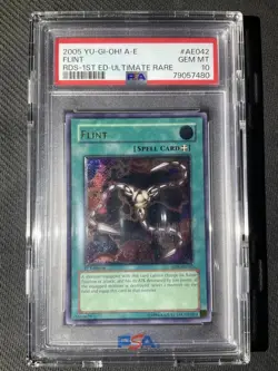 YuGiOh PSA 10 Flint Ultimate Rare 2005 Asia Edition Spell Card - Image 1