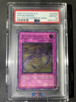 YuGiOh PSA 10 Option Hunter Ultimate Rare Asia 1st Edition Japan Card - Image 1