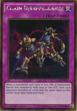 YUGIOH Chain Disappearance PGL2-EN0 1st edition Secret Rare LP - Image 1