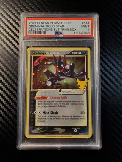 Greninja Gold Star SWSH144 Celebrations ETB Promo Pokemon Card PSA 9 Mint - Image 1