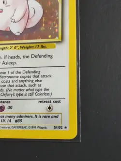 Pokemon TCG Clefairy Base Set Unlimited Holo Rare 5/102 Vintage WOTC 1999 - Image 4