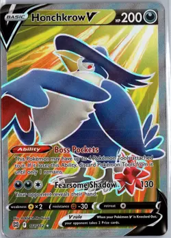 Honchkrow V 161/172 Ultra Rare Brilliant Stars Pokemon Lightly Played - Image 1