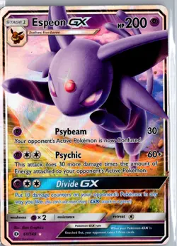 Espeon GX 61/149 Holo Ultra Rare SM Base Set Pokemon Moderately Played - Image 1