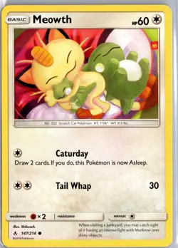 Meowth 147/214 Common Unbroken Bonds Pokemon Lightly Played - Image 1