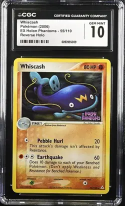 TOP POP 11 CGC 10 GEM MINT Whiscash 55/110 EX Holon Phantoms Stamp HOLO Pokemon - Image 1