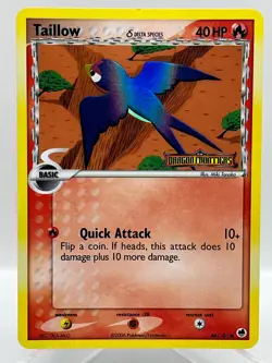 Taillow 66/101 EX Dragon Frontiers Reverse Holo 2006 Vintage Pokemon TCG Card - Image 1